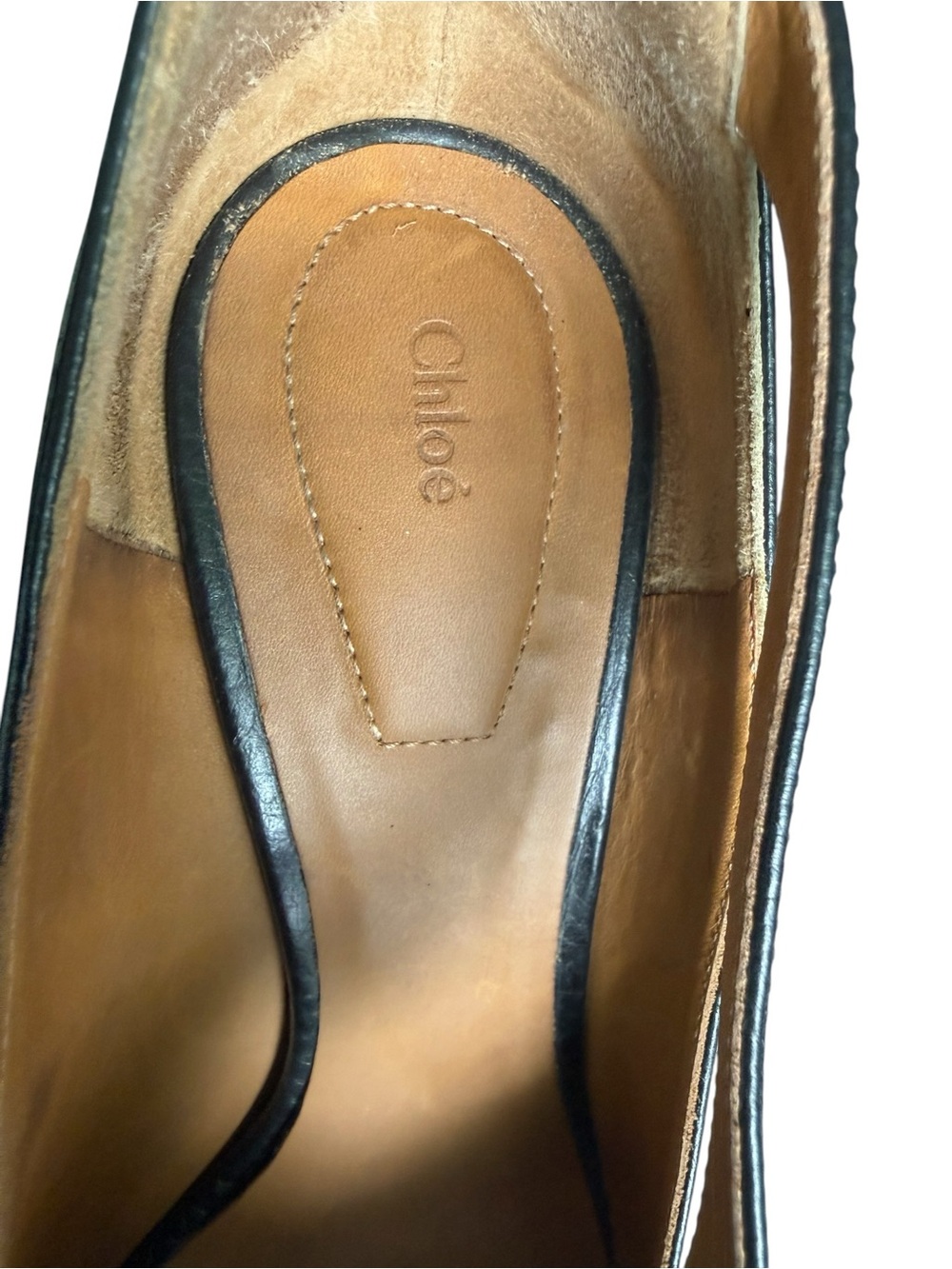 Chloe Black & Blue Leather Suede Ankle-Strap Pointed-Toe Pumps Size 8.5 - Picture 10 of 12